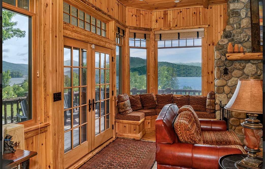 Wooden French patio doors on Bedford, NY home installed by Rockman Windows & Doors