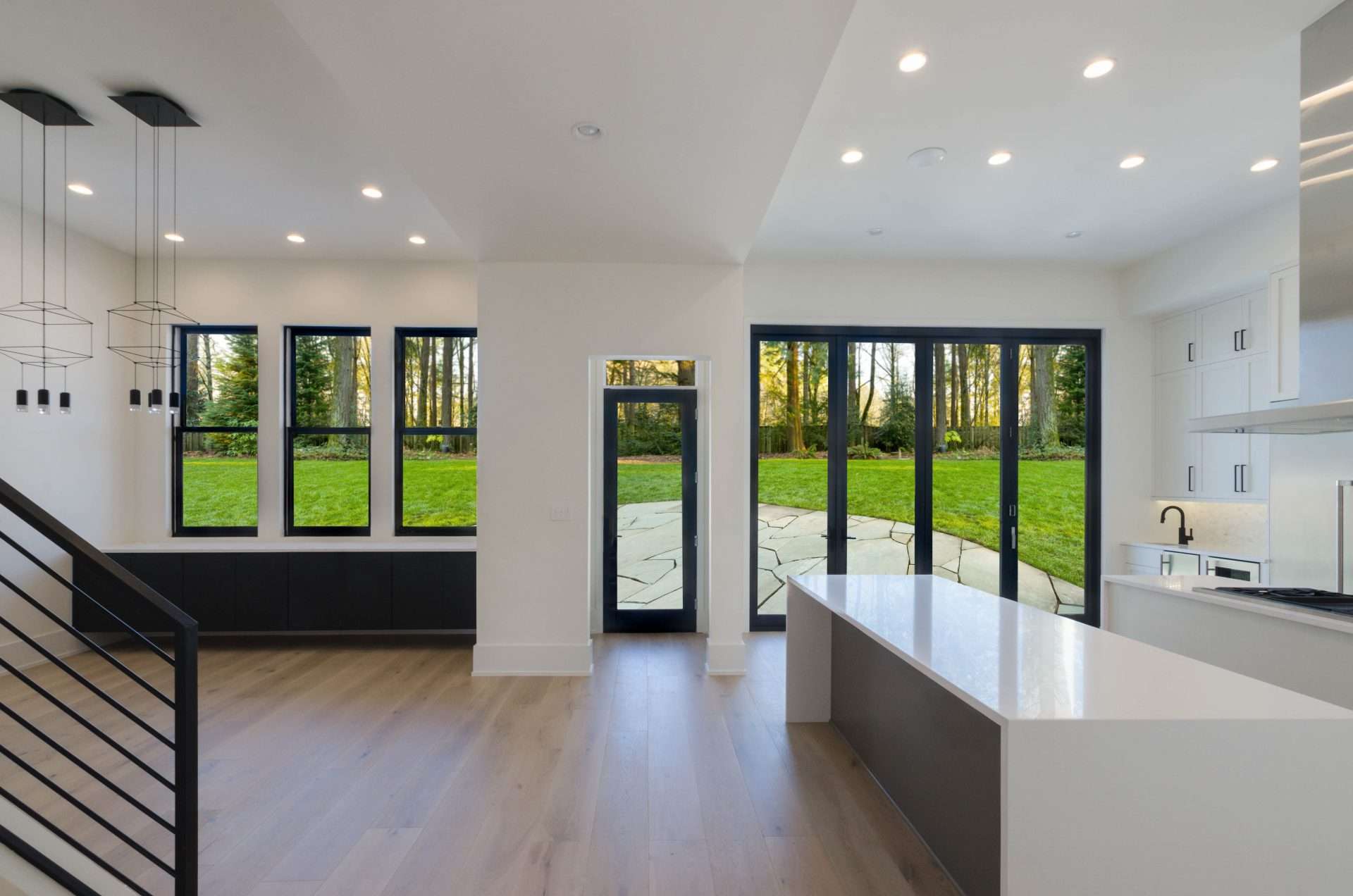 Double-hung aluminum windows on Bedford, NY home provided by Rockman Windows & Doors
