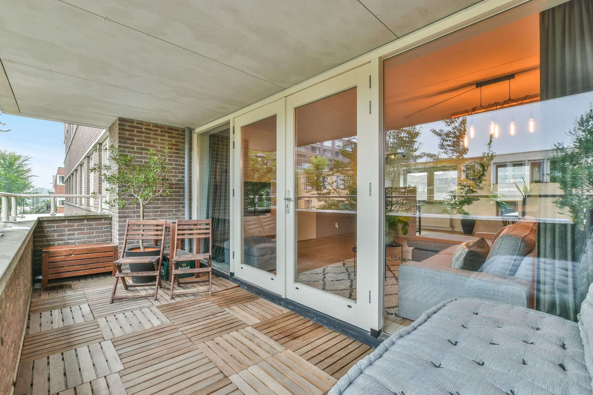Patio with closed large format doors